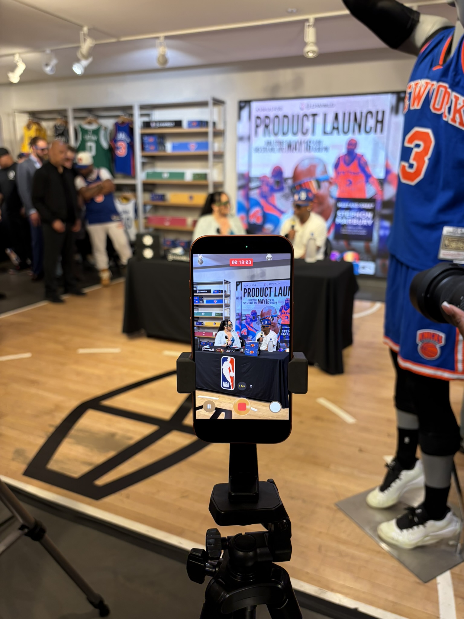 Chamelo product placement at a basketball launch